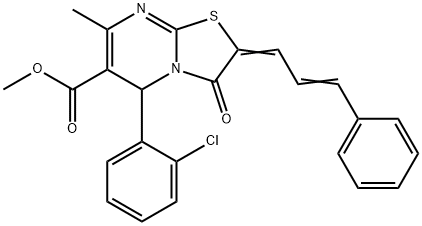 methyl 5-(2-chlorophenyl)-7-methyl-3-oxo-2-(3-phenyl-2-propenylidene)-2,3-dihydro-5H-[1,3]thiazolo[3,2-a]pyrimidine-6-carboxylate Struktur