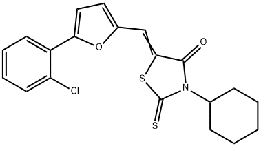 5-{[5-(2-chlorophenyl)-2-furyl]methylene}-3-cyclohexyl-2-thioxo-1,3-thiazolidin-4-one Struktur