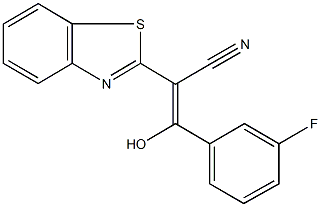 2-(1,3-benzothiazol-2-yl)-3-(3-fluorophenyl)-3-hydroxyacrylonitrile Struktur