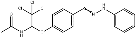 N-{2,2,2-trichloro-1-[4-(2-phenylcarbohydrazonoyl)phenoxy]ethyl}acetamide Struktur