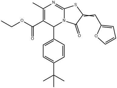 ethyl 5-(4-tert-butylphenyl)-2-(2-furylmethylene)-7-methyl-3-oxo-2,3-dihydro-5H-[1,3]thiazolo[3,2-a]pyrimidine-6-carboxylate Struktur