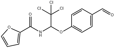 N-[2,2,2-trichloro-1-(4-formylphenoxy)ethyl]-2-furamide Struktur