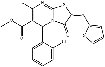 methyl 5-(2-chlorophenyl)-7-methyl-3-oxo-2-(2-thienylmethylene)-2,3-dihydro-5H-[1,3]thiazolo[3,2-a]pyrimidine-6-carboxylate Struktur