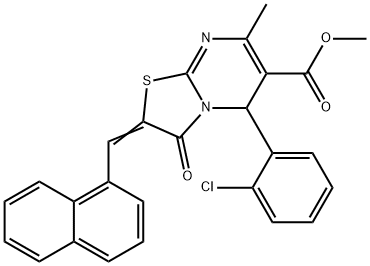 methyl 5-(2-chlorophenyl)-7-methyl-2-(1-naphthylmethylene)-3-oxo-2,3-dihydro-5H-[1,3]thiazolo[3,2-a]pyrimidine-6-carboxylate Struktur