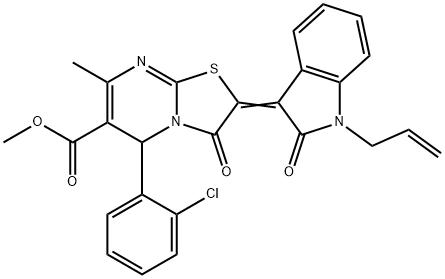 methyl 2-(1-allyl-2-oxo-1,2-dihydro-3H-indol-3-ylidene)-5-(2-chlorophenyl)-7-methyl-3-oxo-2,3-dihydro-5H-[1,3]thiazolo[3,2-a]pyrimidine-6-carboxylate Struktur