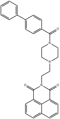 2-{2-[4-([1,1'-biphenyl]-4-ylcarbonyl)-1-piperazinyl]ethyl}-1H-benzo[de]isoquinoline-1,3(2H)-dione Struktur