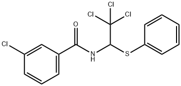 3-chloro-N-[2,2,2-trichloro-1-(phenylsulfanyl)ethyl]benzamide Struktur