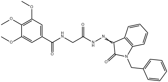 N-{2-[2-(1-benzyl-2-oxo-1,2-dihydro-3H-indol-3-ylidene)hydrazino]-2-oxoethyl}-3,4,5-trimethoxybenzamide Struktur