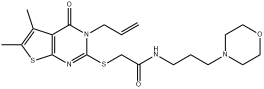 2-[(3-allyl-5,6-dimethyl-4-oxo-3,4-dihydrothieno[2,3-d]pyrimidin-2-yl)sulfanyl]-N-[3-(4-morpholinyl)propyl]acetamide Struktur