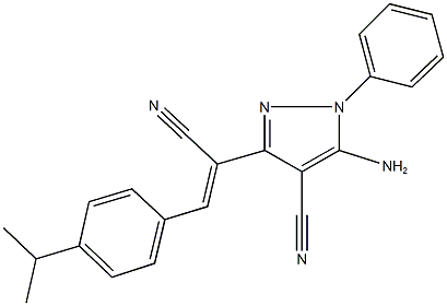 5-amino-3-[1-cyano-2-(4-isopropylphenyl)vinyl]-1-phenyl-1H-pyrazole-4-carbonitrile Struktur