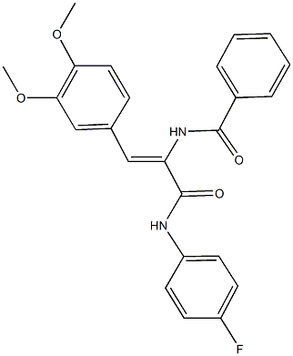 N-{2-(3,4-dimethoxyphenyl)-1-[(4-fluoroanilino)carbonyl]vinyl}benzamide Struktur