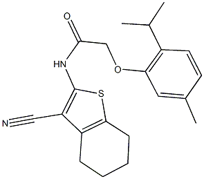 N-(3-cyano-4,5,6,7-tetrahydro-1-benzothien-2-yl)-2-(2-isopropyl-5-methylphenoxy)acetamide Struktur