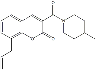 8-allyl-3-[(4-methyl-1-piperidinyl)carbonyl]-2H-chromen-2-one Struktur