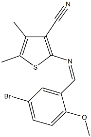 2-[(5-bromo-2-methoxybenzylidene)amino]-4,5-dimethyl-3-thiophenecarbonitrile Struktur