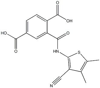 2-{[(3-cyano-4,5-dimethyl-2-thienyl)amino]carbonyl}terephthalic acid Struktur