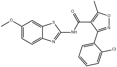 3-(2-chlorophenyl)-N-(6-methoxy-1,3-benzothiazol-2-yl)-5-methyl-4-isoxazolecarboxamide Struktur