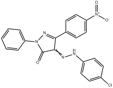 3-{4-nitrophenyl}-1-phenyl-1H-pyrazole-4,5-dione 4-[(4-chlorophenyl)hydrazone] Struktur