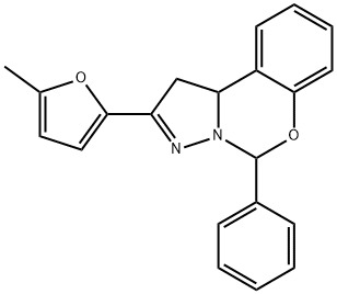 2-(5-methyl-2-furyl)-5-phenyl-1,10b-dihydropyrazolo[1,5-c][1,3]benzoxazine Struktur