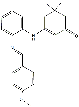 3-{2-[(4-methoxybenzylidene)amino]anilino}-5,5-dimethyl-2-cyclohexen-1-one Struktur