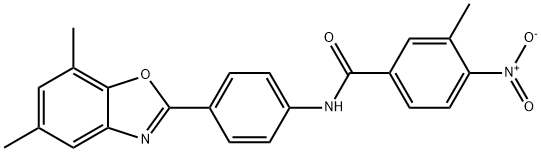 N-[4-(5,7-dimethyl-1,3-benzoxazol-2-yl)phenyl]-4-nitro-3-methylbenzamide Struktur