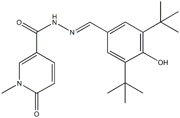 N'-(3,5-ditert-butyl-4-hydroxybenzylidene)-1-methyl-6-oxo-1,6-dihydro-3-pyridinecarbohydrazide Struktur