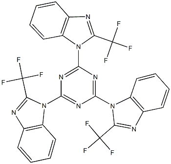 1-{4,6-bis[2-(trifluoromethyl)-1H-benzimidazol-1-yl]-1,3,5-triazin-2-yl}-2-(trifluoromethyl)-1H-benzimidazole Struktur