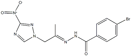 4-bromo-N'-(2-{3-nitro-1H-1,2,4-triazol-1-yl}-1-methylethylidene)benzohydrazide Struktur