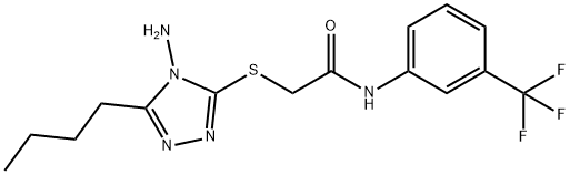 2-[(4-amino-5-butyl-4H-1,2,4-triazol-3-yl)sulfanyl]-N-[3-(trifluoromethyl)phenyl]acetamide Struktur