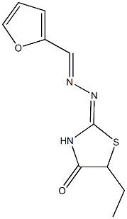 2-furaldehyde (5-ethyl-4-oxo-1,3-thiazolidin-2-ylidene)hydrazone Struktur