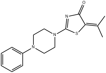 5-(1-methylethylidene)-2-(4-phenyl-1-piperazinyl)-1,3-thiazol-4(5H)-one Struktur