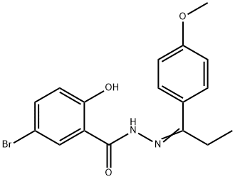 5-bromo-2-hydroxy-N'-[1-(4-methoxyphenyl)propylidene]benzohydrazide Struktur