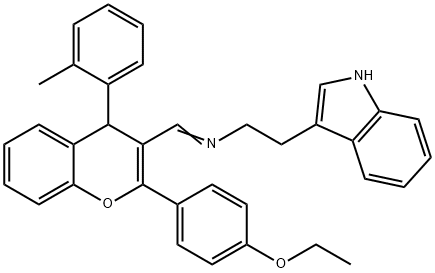 N-{[2-(4-ethoxyphenyl)-4-(2-methylphenyl)-4H-chromen-3-yl]methylene}-N-[2-(1H-indol-3-yl)ethyl]amine Struktur