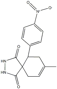 10-{4-nitrophenyl}-8-methyl-2,3-diazaspiro[4.5]dec-7-ene-1,4-dione Struktur