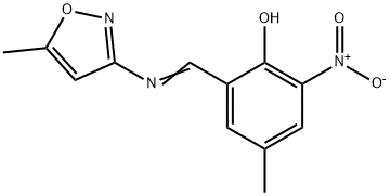 2-nitro-4-methyl-6-{[(5-methyl-3-isoxazolyl)imino]methyl}phenol Struktur