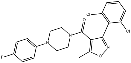 1-{[3-(2,6-dichlorophenyl)-5-methyl-4-isoxazolyl]carbonyl}-4-(4-fluorophenyl)piperazine Struktur