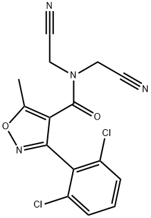 N,N-bis(cyanomethyl)-3-(2,6-dichlorophenyl)-5-methyl-4-isoxazolecarboxamide Struktur