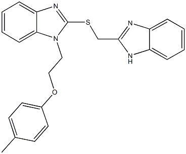 2-[(1H-benzimidazol-2-ylmethyl)sulfanyl]-1-[2-(4-methylphenoxy)ethyl]-1H-benzimidazole Struktur