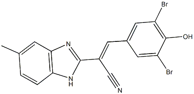 3-(3,5-dibromo-4-hydroxyphenyl)-2-(5-methyl-1H-benzimidazol-2-yl)acrylonitrile Struktur