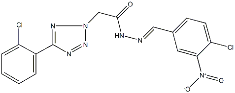 N'-{4-chloro-3-nitrobenzylidene}-2-[5-(2-chlorophenyl)-2H-tetraazol-2-yl]acetohydrazide Struktur