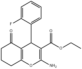 ethyl 2-amino-4-(2-fluorophenyl)-5-oxo-5,6,7,8-tetrahydro-4H-chromene-3-carboxylate Struktur