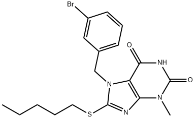 7-(3-bromobenzyl)-3-methyl-8-(pentylsulfanyl)-3,7-dihydro-1H-purine-2,6-dione Struktur