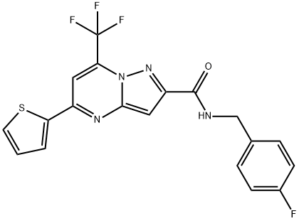 N-(4-fluorobenzyl)-5-(2-thienyl)-7-(trifluoromethyl)pyrazolo[1,5-a]pyrimidine-2-carboxamide Struktur