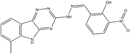 2-hydroxy-3-nitrobenzaldehyde (6-methyl-5H-[1,2,4]triazino[5,6-b]indol-3-yl)hydrazone Struktur