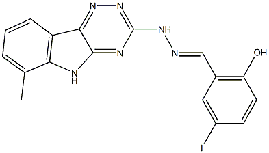 2-hydroxy-5-iodobenzaldehyde (6-methyl-5H-[1,2,4]triazino[5,6-b]indol-3-yl)hydrazone Struktur