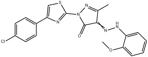 1-[4-(4-chlorophenyl)-1,3-thiazol-2-yl]-3-methyl-1H-pyrazole-4,5-dione 4-[(2-methoxyphenyl)hydrazone] Struktur