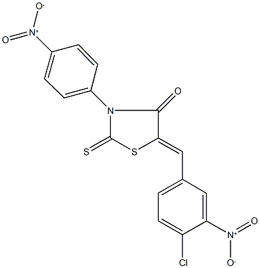 5-{4-chloro-3-nitrobenzylidene}-3-{4-nitrophenyl}-2-thioxo-1,3-thiazolidin-4-one Struktur