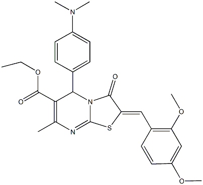 ethyl 2-(2,4-dimethoxybenzylidene)-5-[4-(dimethylamino)phenyl]-7-methyl-3-oxo-2,3-dihydro-5H-[1,3]thiazolo[3,2-a]pyrimidine-6-carboxylate Struktur