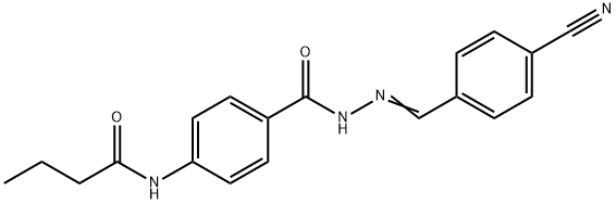 N-(4-{[2-(4-cyanobenzylidene)hydrazino]carbonyl}phenyl)butanamide Struktur