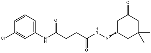 N-(3-chloro-2-methylphenyl)-4-[2-(3,3-dimethyl-5-oxocyclohexylidene)hydrazino]-4-oxobutanamide Struktur