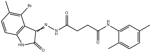 4-[2-(4-bromo-5-methyl-2-oxo-1,2-dihydro-3H-indol-3-ylidene)hydrazino]-N-(2,5-dimethylphenyl)-4-oxobutanamide Struktur